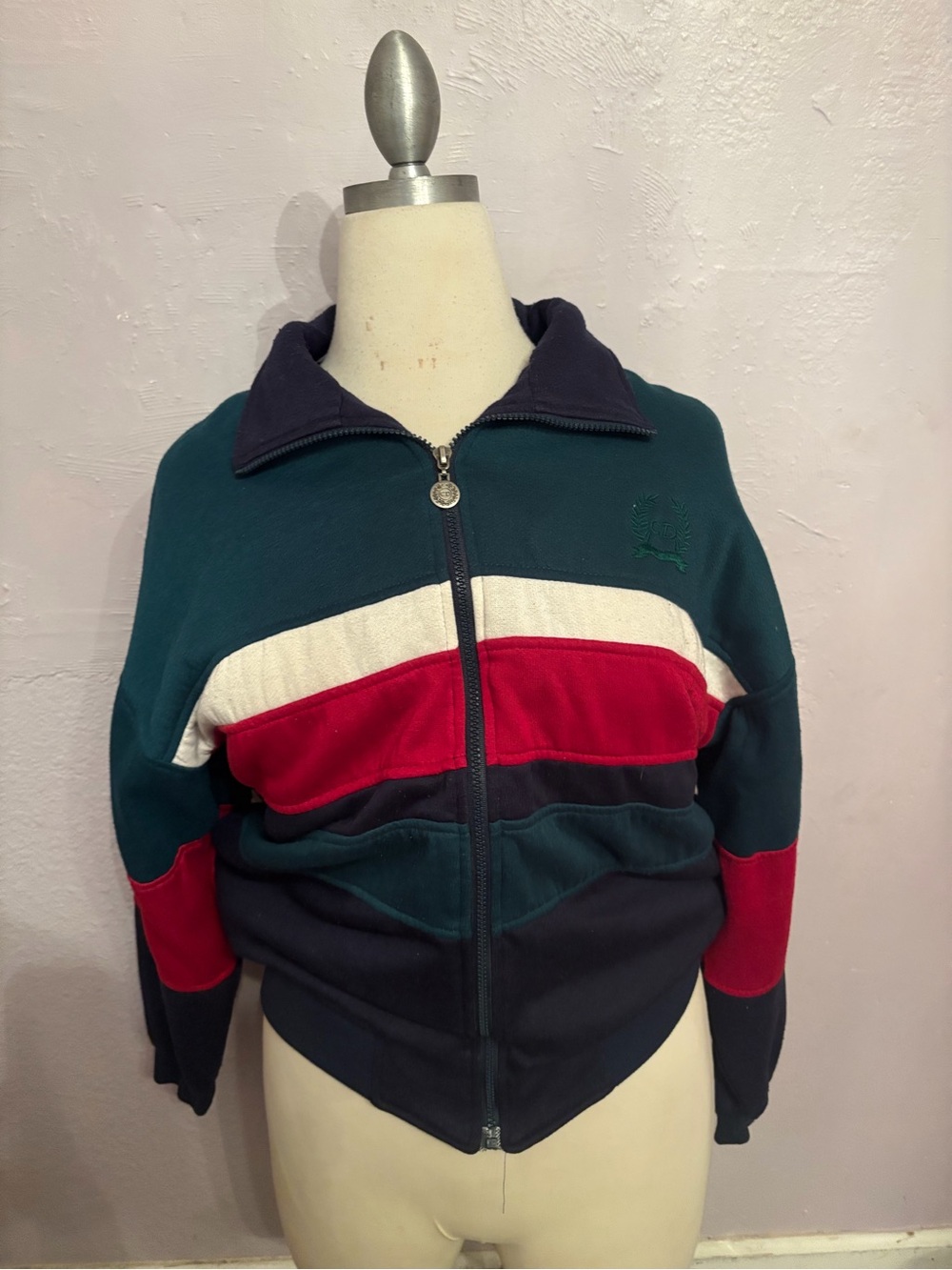 Christian Dior Navy Embroidered Spell Out Zip Up Jacket